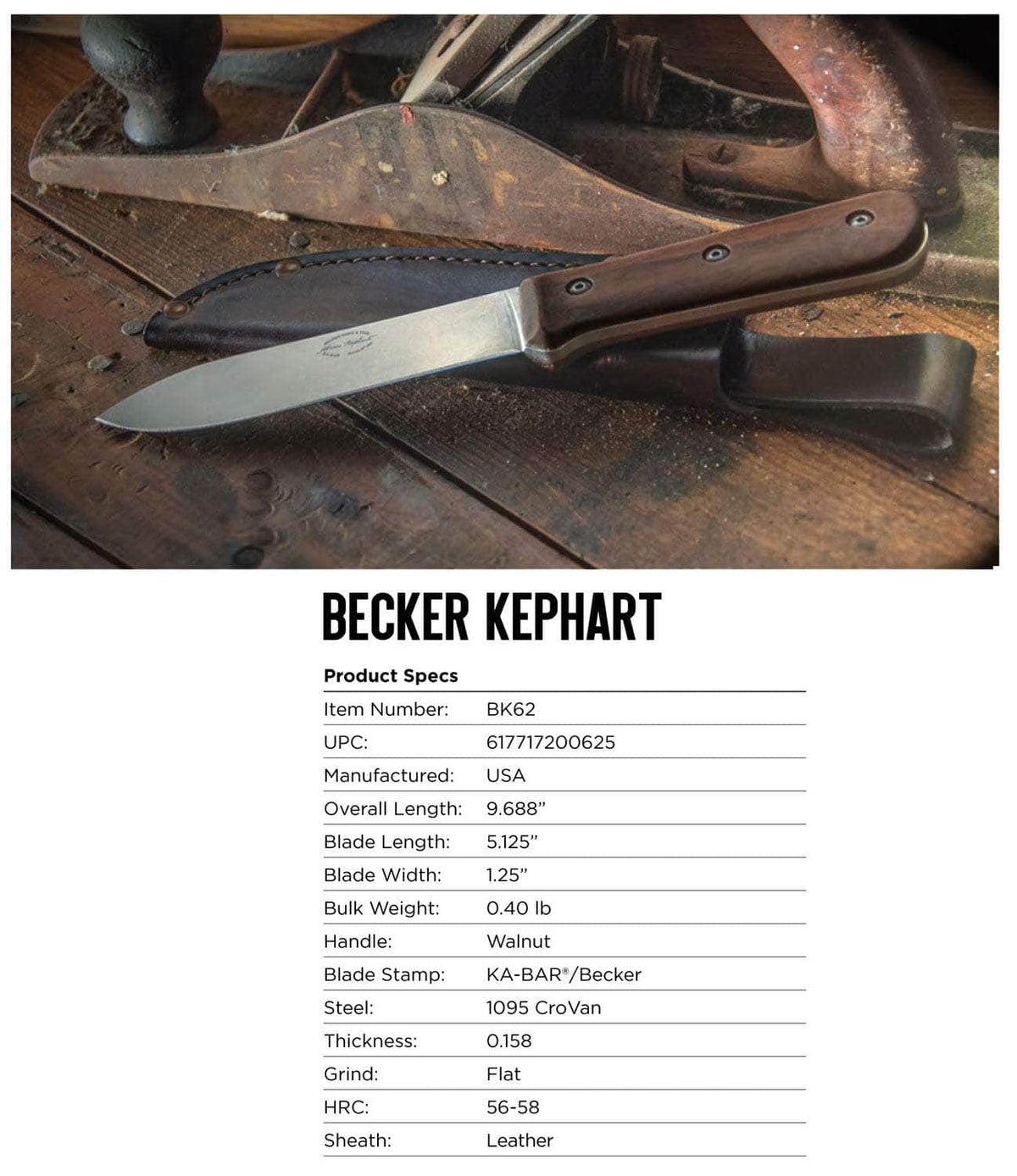 KABAR BK62 BECKER KEPHART 5.13 WAL
