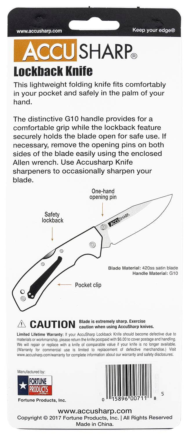 FPI 711C ACCUSHARP LOCKBACK G10 KNIFE BLACK