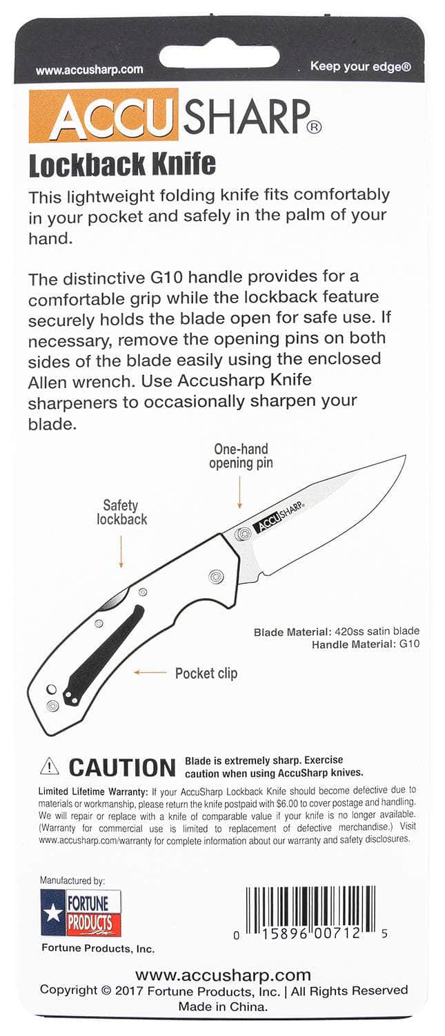 FPI 712C ACCUSHARP LOCKBACK G10 KNIFE ORANGE