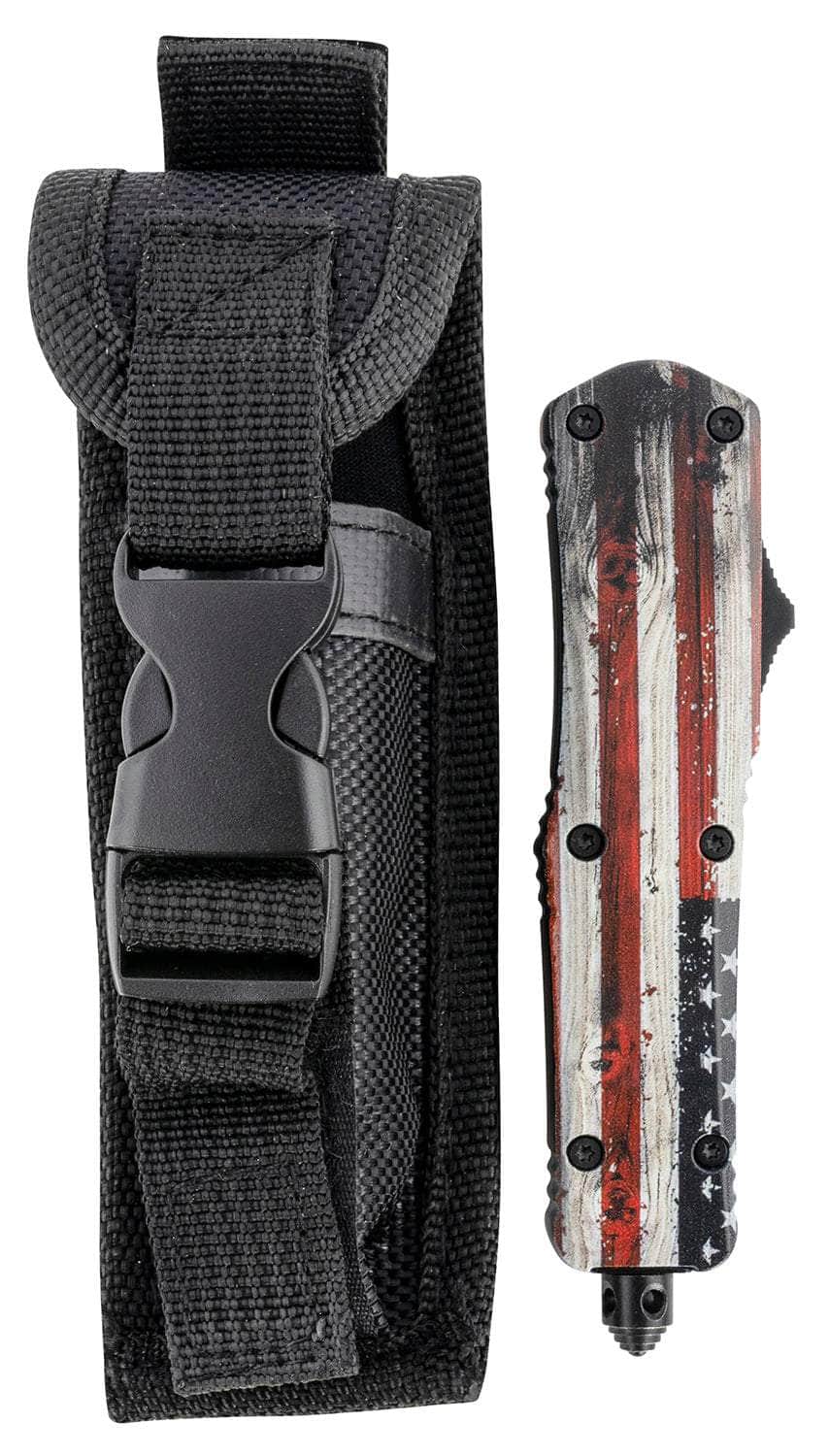 TEMP SWUS232 SML WOOD US FLAG TANTO 440C SLV
