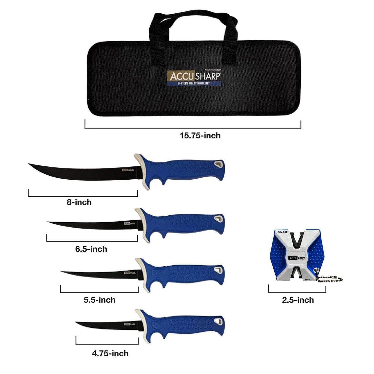 FPI 737C ACCUSHARP 6PC FILLET KNIFE KIT W/SHRPN