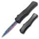 OTF Damascus Pattern Titanium Blade Double Edge Carbon Fiber Handle