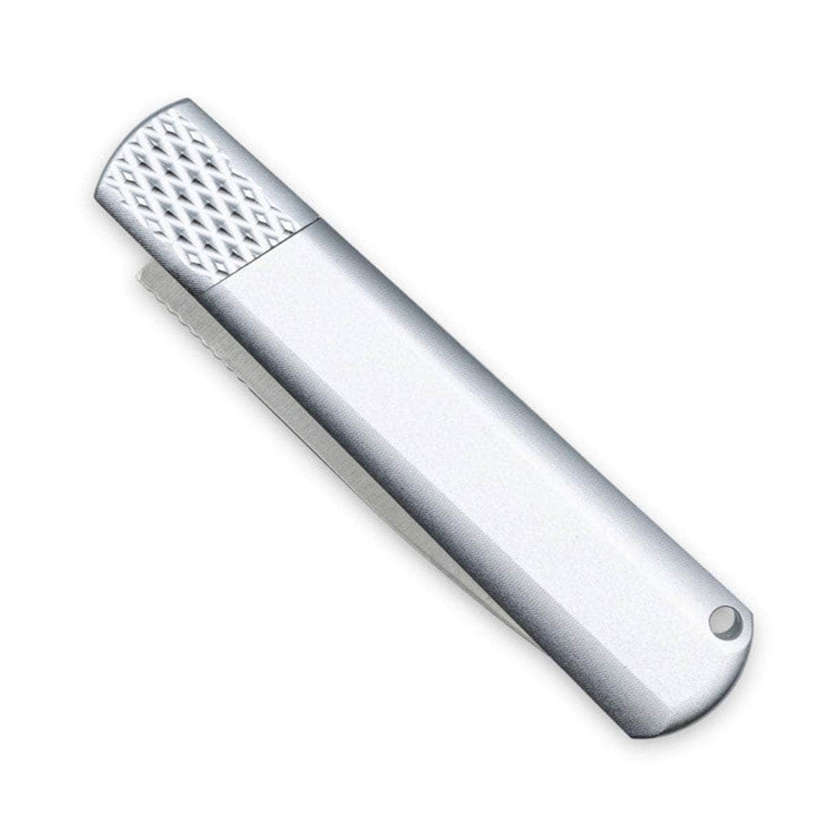 CobraTec Gideon, 3" D2 Hidden Release Blade, Silver Handle - CTGHRSSB