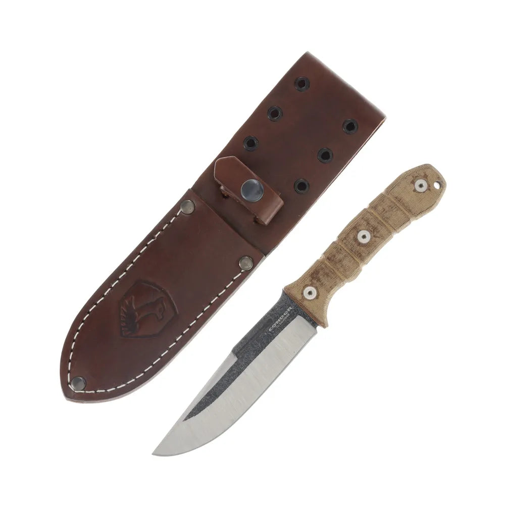 Condor 61732 Tactical P.A.S.S. Chute fixed blade with Micarta handle and brown leather sheath