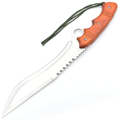Devastator Survival Bowie Knife, 9.75" Blade, Wood Handle, Sheath - EW-2115A