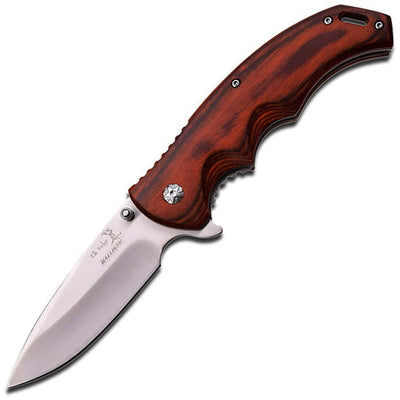 Elk Ridge Ballistic Spring Assisted Knife, 3.5" Blade, Wood Handle - ER-A004SW