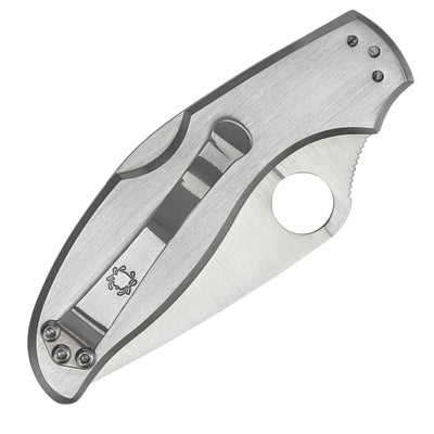 Engraved Spyderco UpTern, 2.82" Plain Blade, Steel Handle - C261P