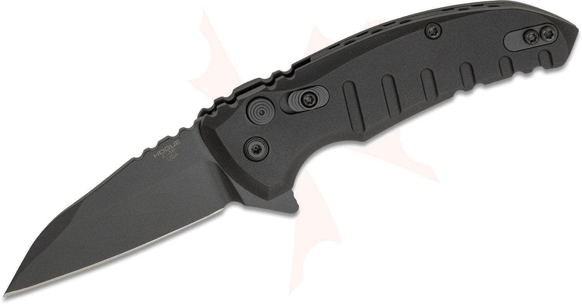 Hogue X1-Microflip 24166 Wharncliffe folding knife with black aluminum frame