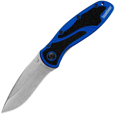Kershaw Blur, 3.4" Stonewashed Assisted Blade, Navy Blue  Handle - 1670NBSW