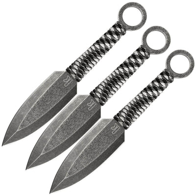 Kershaw Ion 3-Knife Set, 4.5" Blades, Black/White Paracord Handle - 1747BW