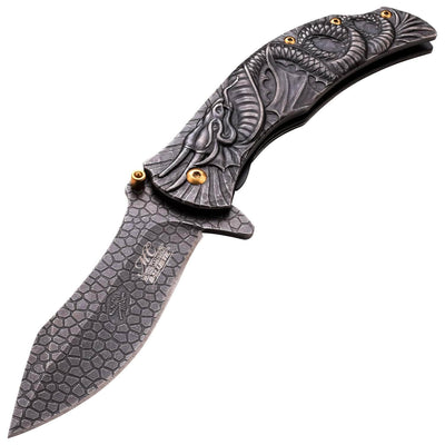 Masters Collection Dragon Folder, 3.75" Assisted Blade, Stonewashed Handle - MC-A014SW