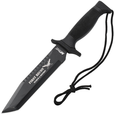 MTech USA First Recon Tactical Survival Knife, 6" Blade, ABS Handle, Sheath - MT-676TB