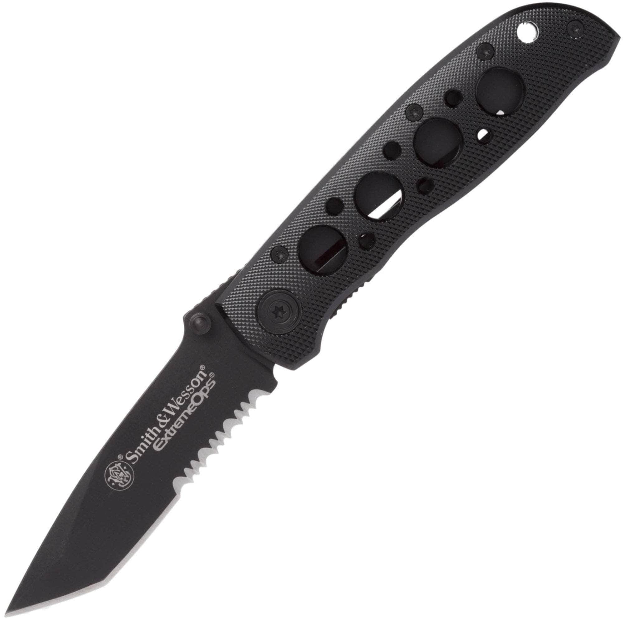 Smith & Wesson pocket knife Extreme Ops Partially Serrated Drop Point Blade