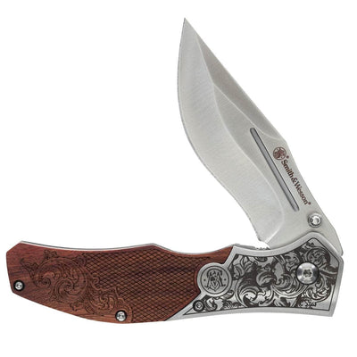 Smith & Wesson Unwavered, 3.25" Assisted Blade, Wood/Steel Handle - 1193150