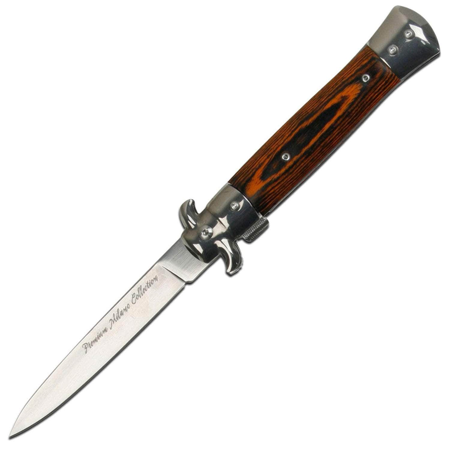 TAC FORCE 13 Extra Large Spring Assisted Open STILETTO HARDWOOD Pocket  Knife