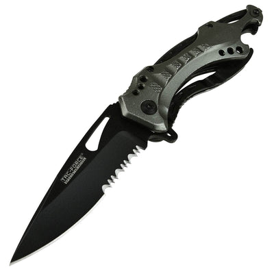 Tac-Force Spring Assisted Knife, 3.25" Blade, Gray Aluminum Handle - TF-705GY