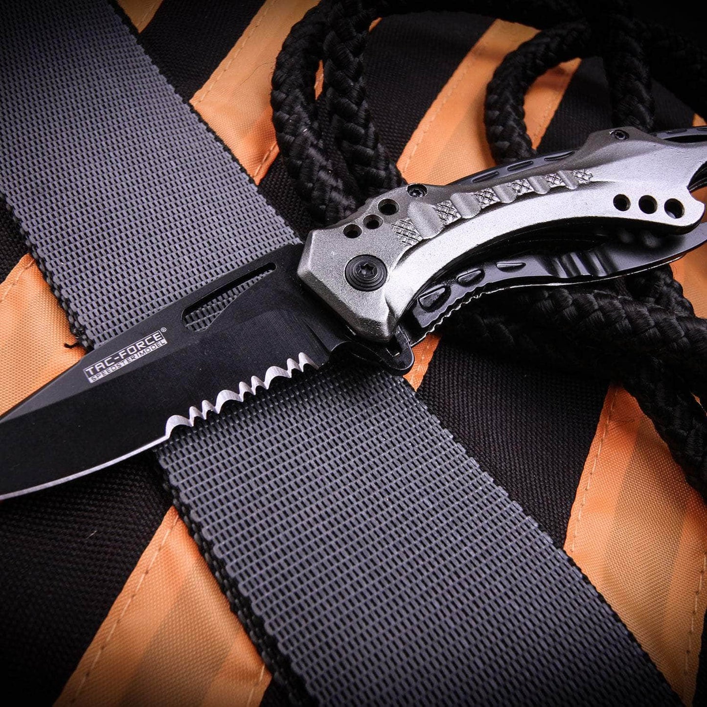 Tac-Force Spring Assisted Knife, 3.25" Blade, Gray Aluminum Handle - TF-705GY