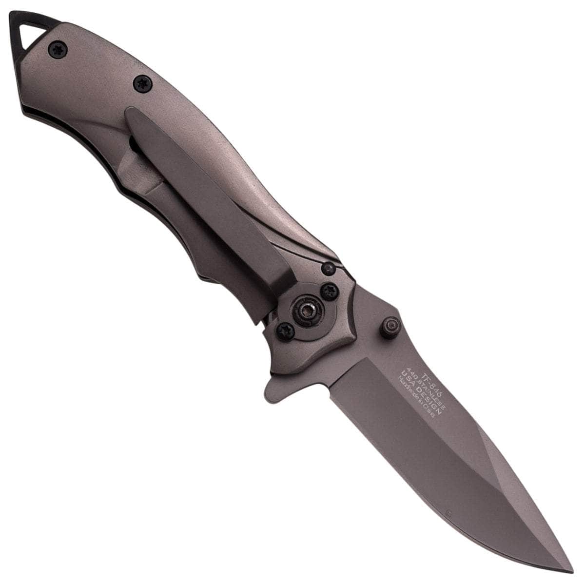 Tac-Force Spring Assisted Knife, 2.75" Gray Blade, Steel Handle - TF-846