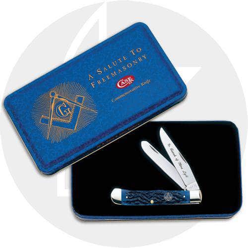 Case 1058 Masonic Blue Bone Trapper Knife Gift Set