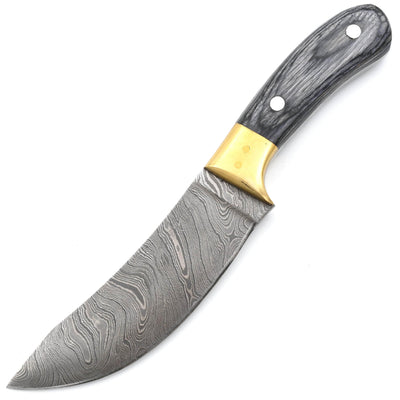 White Deer Damascus Skinner, 5" Blade, Exotic Wood Handle, Sheath - DM-2249