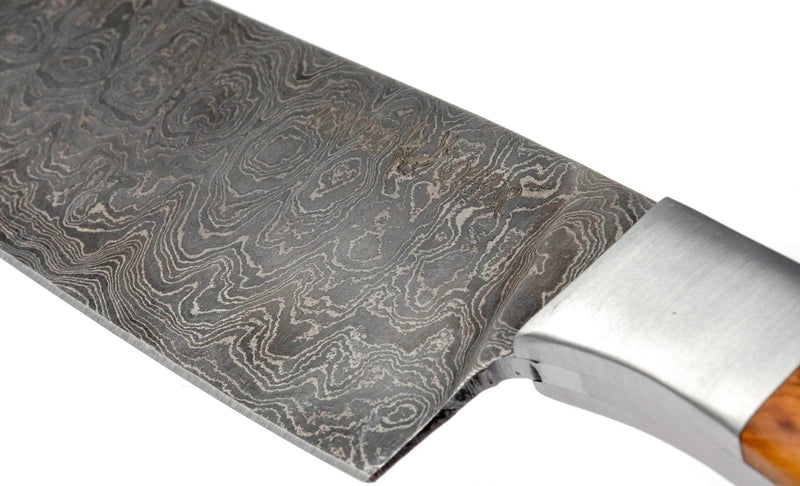 Custom Handmade Damascus Steel Chef Knife w/ Olive Wood Handle