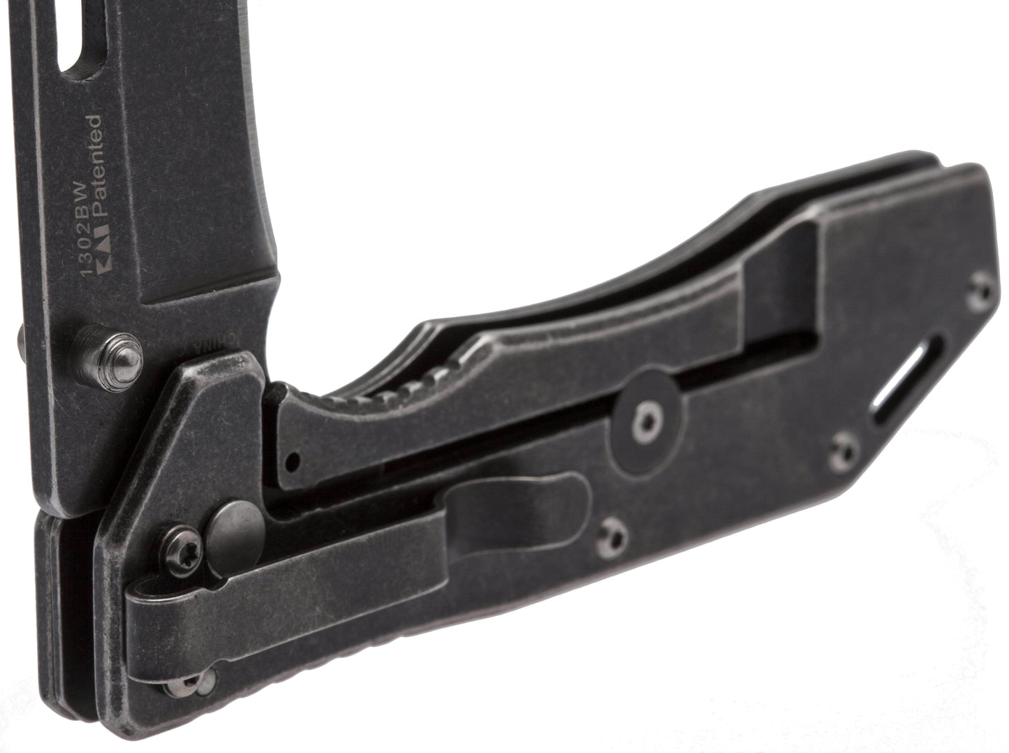 Kershaw Lifter Assisted Flipper, 3.5" 4Cr14 Steel Blade, SS Handles, BlackWash Finish - 1302BW