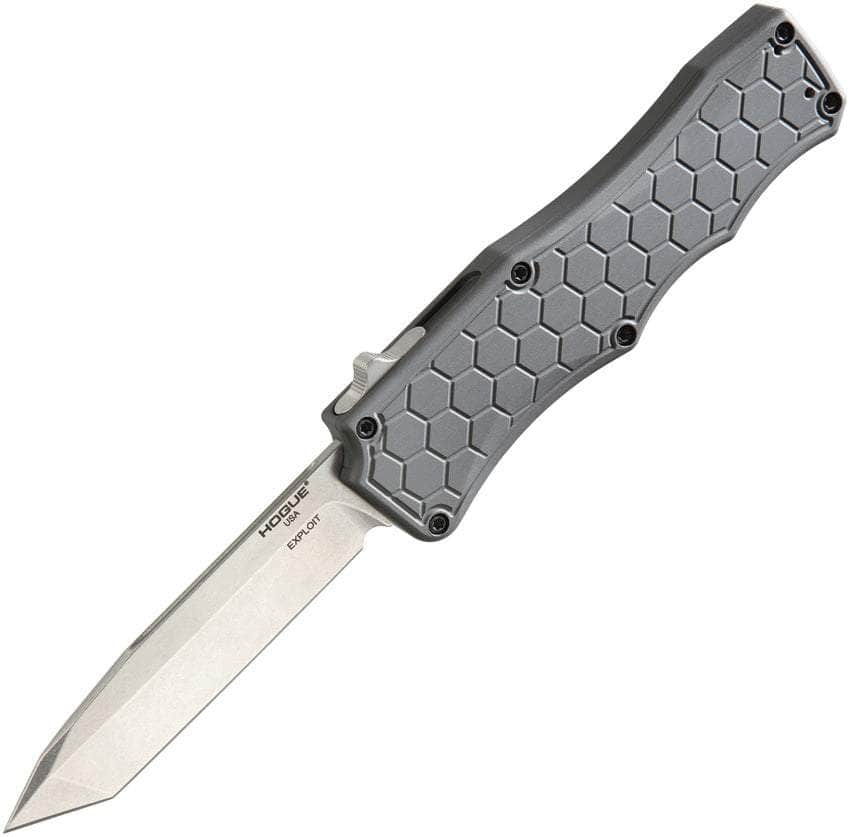 Hogue Exploit OTF Automatic, 3.5" S30V Tanto Blade, Gray Aluminum Hand