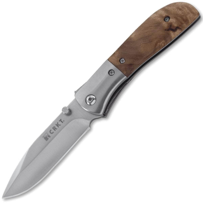 CRKT M4-02W Carson, 3.25" Assisted Blade, Burl Wood Handle w/ Steel Bolster