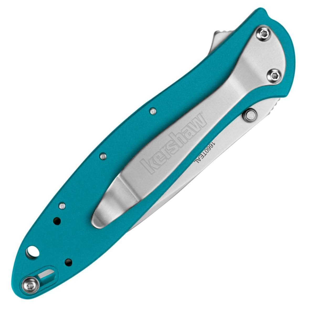 Kershaw Leek, 3" Assisted Plain Blade, Teal Stainless Steel Handle - 1660TEAL