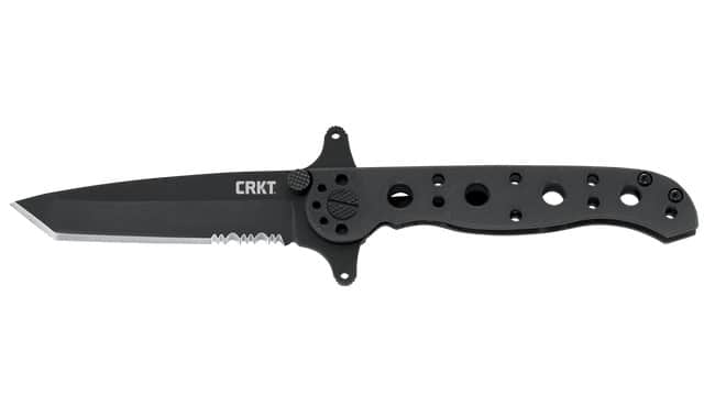 CRKT M16-10KSFC Special Forces Folding Knife, 2.94" Black Tanto Blade with Triple Point Serrations, Black Stainless Steel Handle