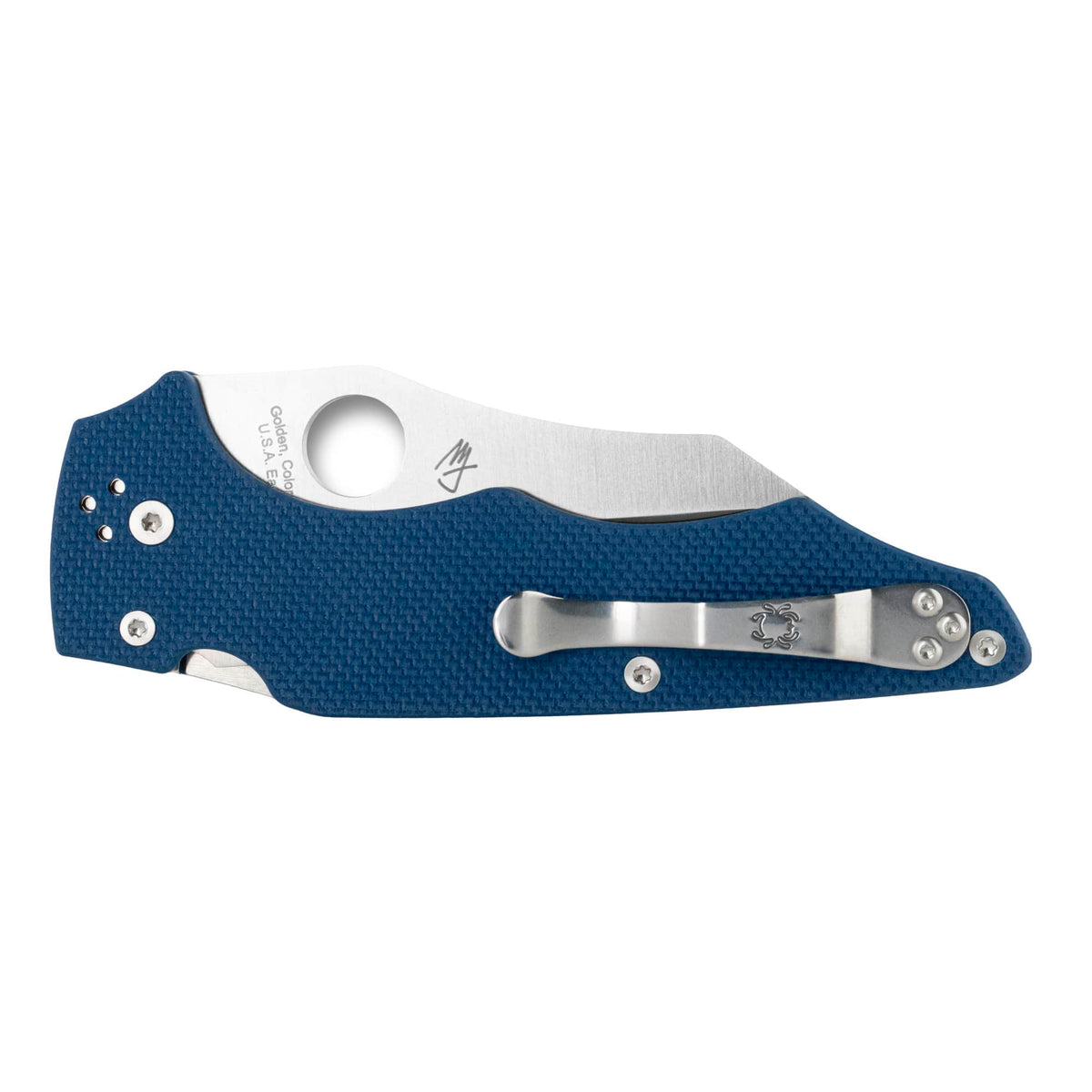 Spyderco YoJumbo Folding Knife, 3.98" Satin CPM SPY27 Wharncliffe Blade, Cobalt Blue G-10 Handle