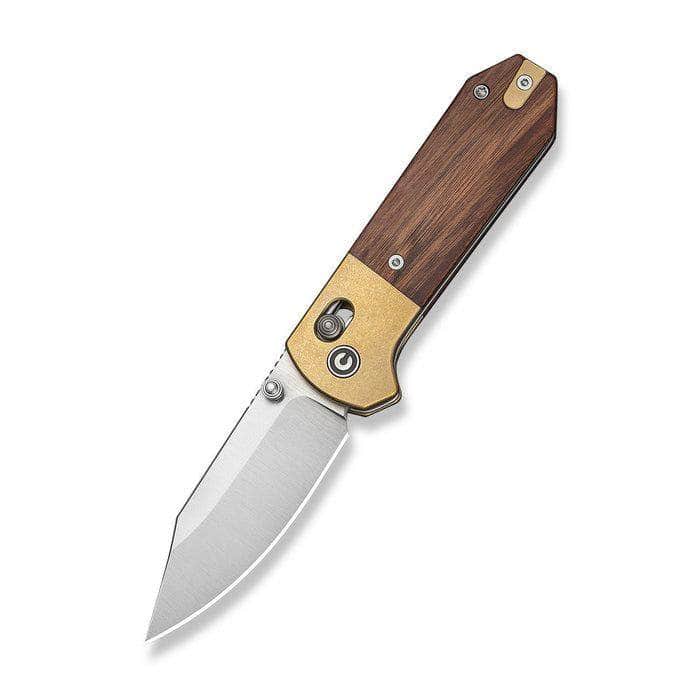 CIVIVI Yonder Folding Knife – 2.88" Satin 14C28N Clip Point Blade | Guibourtia Wood Handle with Stonewashed Brass Bolsters | Crossbar Lock | Model C25026-1