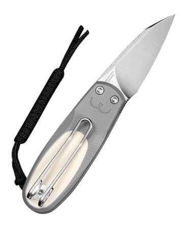 Civivi Knives C25054-1 Purr 1.83" Folding Reverse Tanto Plain Satin Nitro-V Steel Blade, Gray & Ivory G10 Handle