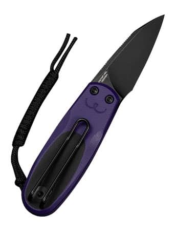 Civivi Knives C25054-3 Purr 1.83" Folding Reverse Tanto Plain Black Stonewashed Nitro-V Steel Blade, Black & Purple G10 Handle
