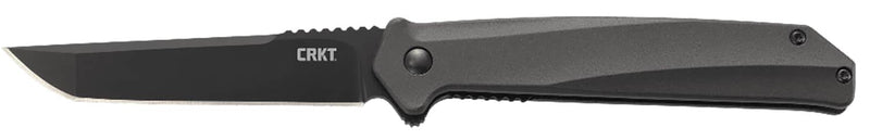 CRKT Helical Black Folding Knife, 3.52" Black D2 Tanto Blade, Black Aluminum Handle
