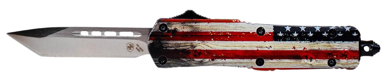 TEMP SWUS232 SML WOOD US FLAG TANTO 440C SLV