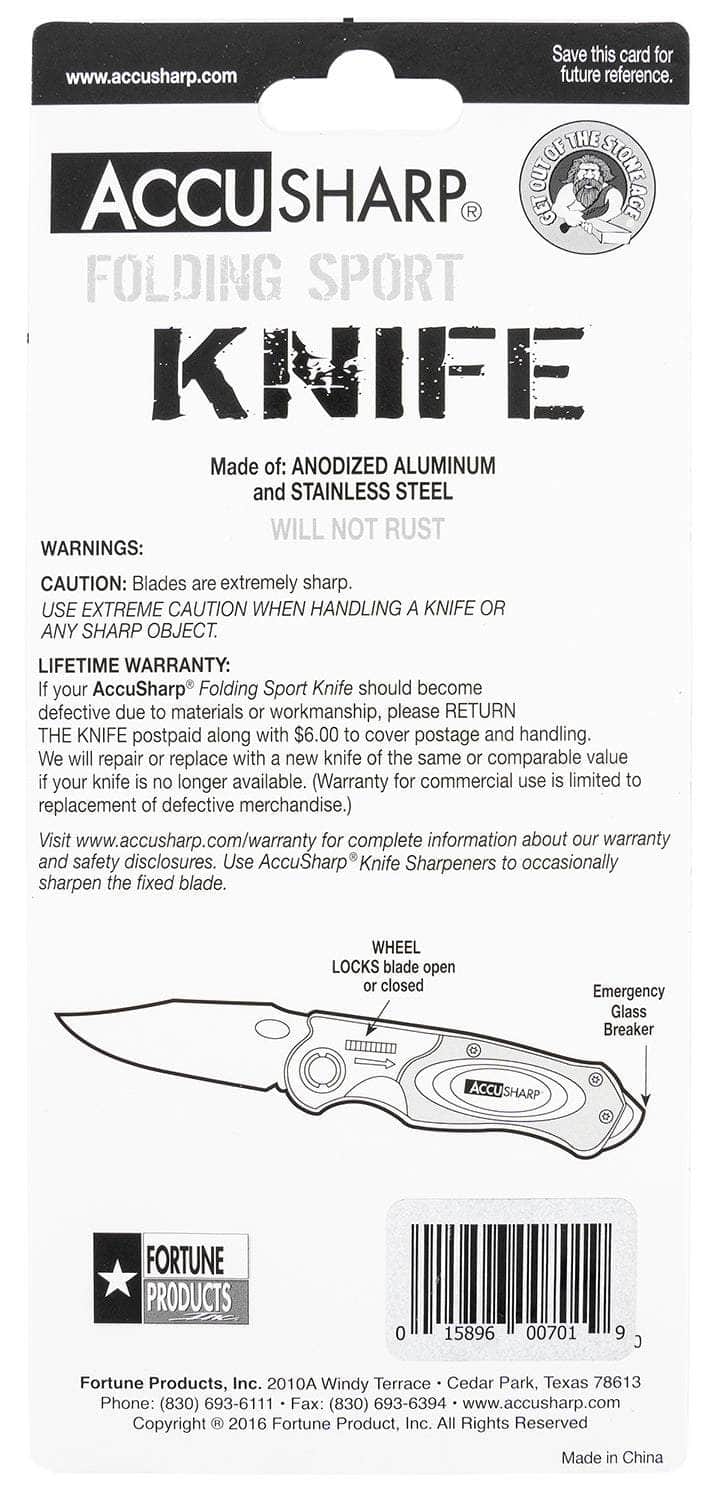 FPI 701C  ACCUSHARP FOLDING SPORT KNIFE BLUE