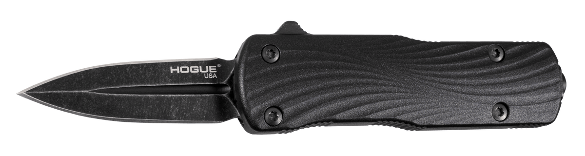 Hogue Micro Counterstrike Out the Front Automatic - 1.95" Double Edge Blade Magnacut Black Stonewash Finish