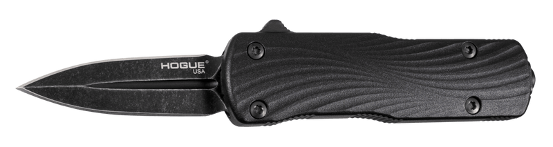 Hogue Micro Counterstrike Out the Front Automatic - 1.95" Double Edge Blade Magnacut Black Stonewash Finish