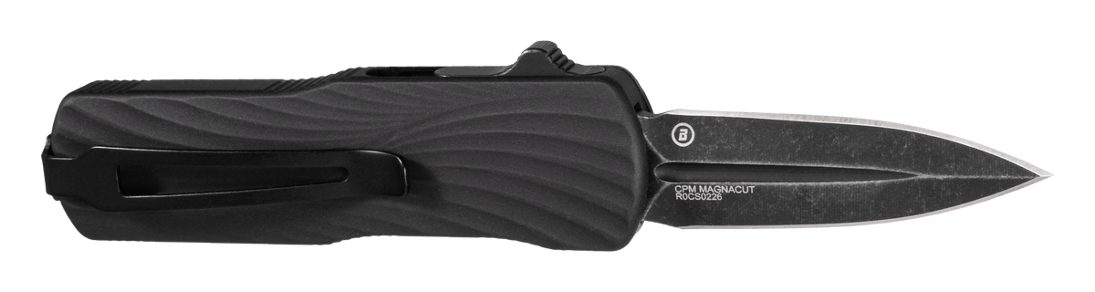 Hogue Micro Counterstrike Out the Front Automatic - 1.95" Double Edge Blade Magnacut Black Stonewash Finish