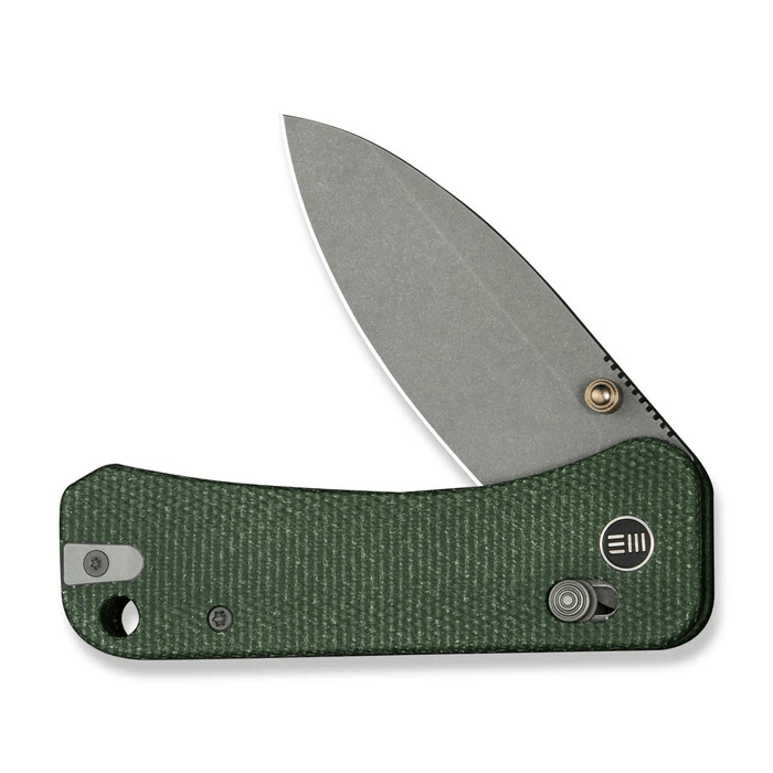WEKNIFE Banter 2 Thumb Stud & Crossbar Lock Knife Green Canvas Micarta Handle