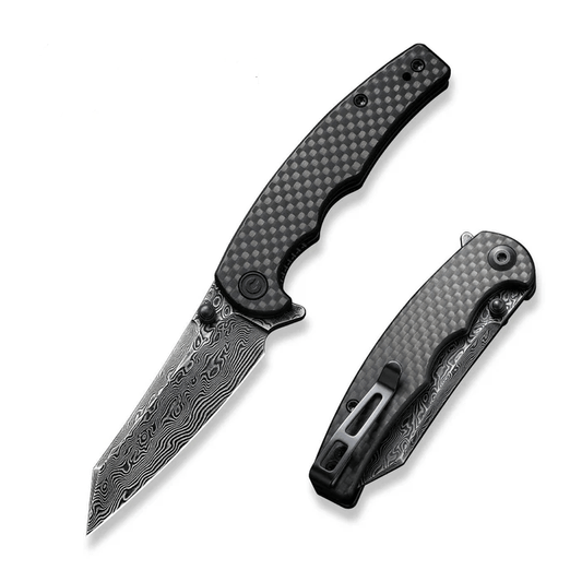 CIVIVI P87 Folder Flipper Knife Carbon Fiber & G10 Handle (2.90 Damascus Blade) C21043-DS1