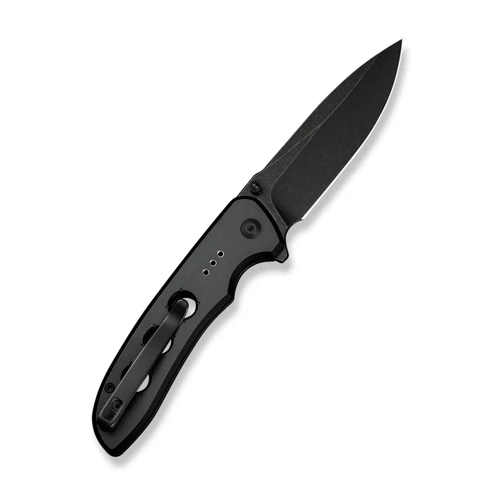 CIVIVI Hyperpulse Flipper & Thumb Stud & Button Lock Knife Black Aluminum Handle (3.5 Black Stonewashed 14C28N Blade) C23087A-1