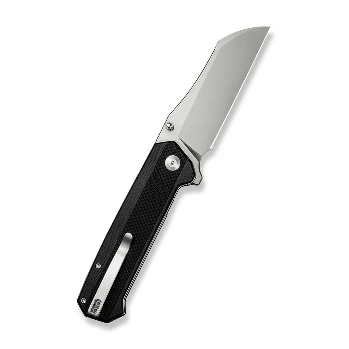 Draxor Flipper/Thumb Stud Folding Knife 3.70 Satin 9Cr18MoV Sheepsfoot Plain Edge Blade, Black G10 Handle