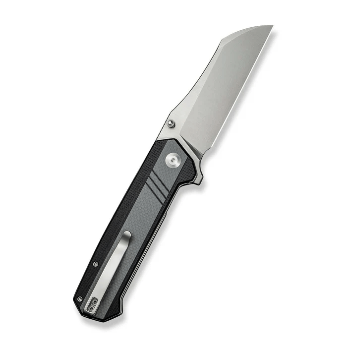 Draxor Flipper/Thumb Stud Folding Knife 3.70 Satin 9Cr18MoV Sheepsfoot Plain Edge Blade, Gray/Black G10 Handle