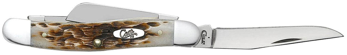 CASE 00042 AMBER BONE PEACH SEED JIG STOCKMAN