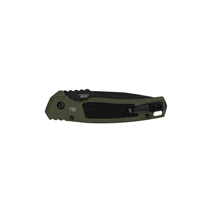 Kershaw Launch 16 AUTO Folding Knife 3.45" CPM-M4 Black Cerakote Tanto Plain Blade, Olive Aluminum Handles 7105OLBLK