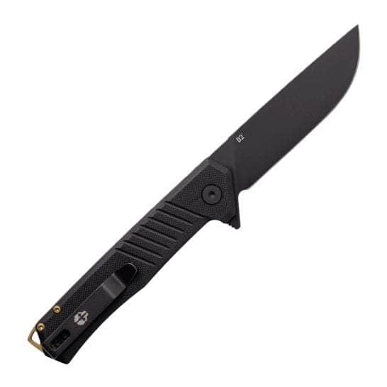 TEKTO F1 Alpha Tactical Folding Knife – 3.1" Black Titanium-Coated D2 Drop Point Blade | Black G10 Handle | TEK-F1R_G1BK_D2BK1_A3