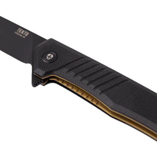 TEKTO F1 Alpha Tactical Folding Knife – 3.1" Black Titanium-Coated D2 Drop Point Blade | Black G10 Handle | TEK-F1R_G1BK_D2BK1_A3