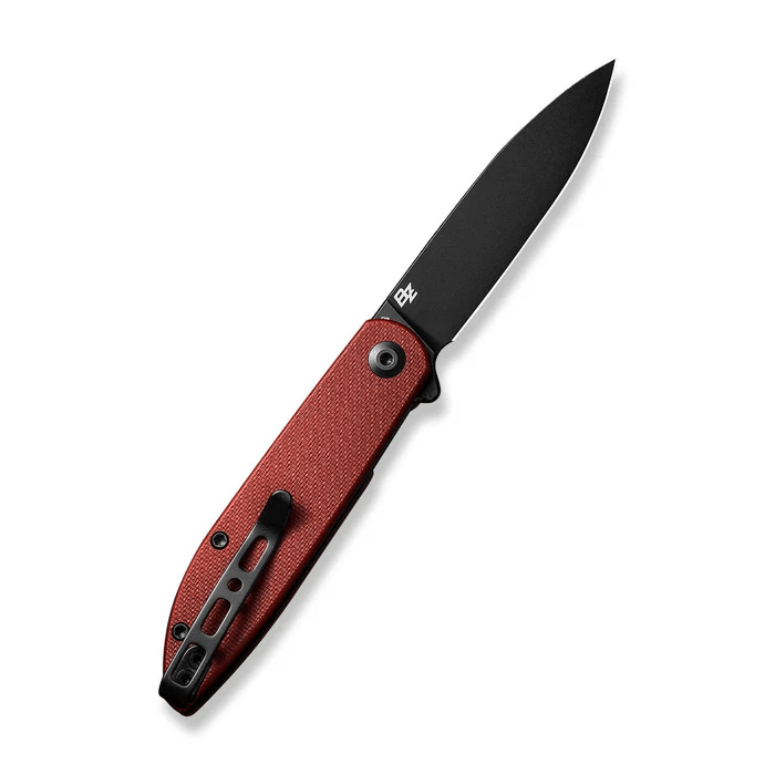 Bocll II Flipper Folding Knife 2.96 Black D2 Drop Point Plain Edge Blade, Burgundy G10 Handle
